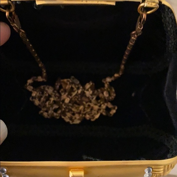 Brushed Vintage Metal Handbag w/ Crystal Accents - Picture 6 of 9